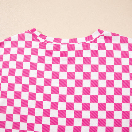 Black Checkerboard T Shirt and High Waist Skorts 2 Piece Outfit set