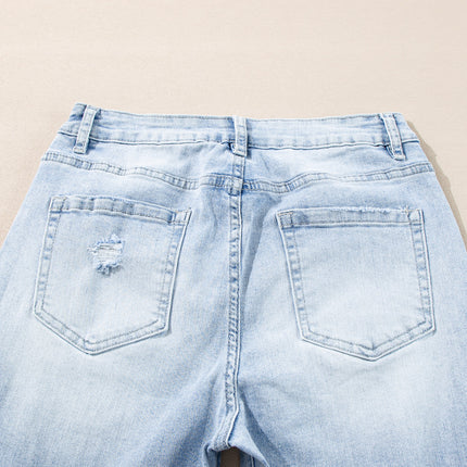 Beau Blue Light Wash Distressed Straight Jeans
