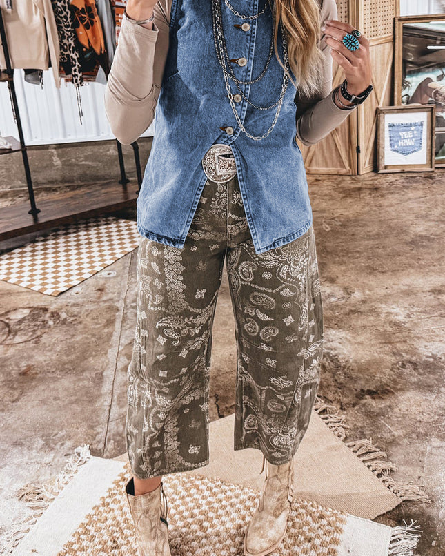 Ashleigh Blue Buttoned Front Slit Denim Vest