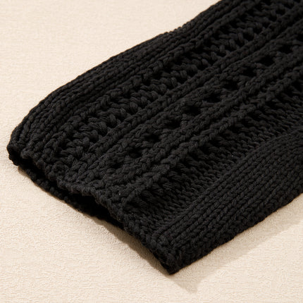 Smoke Gray Hollow-out Cable Knit Cropped Sweater