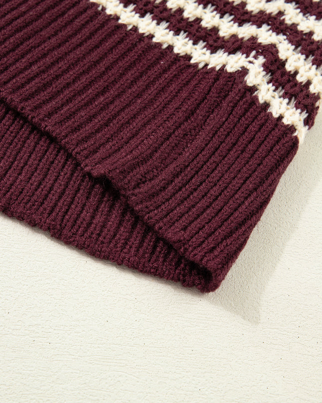 Red 3/4 Draped Sleeve Slouchy Sweater