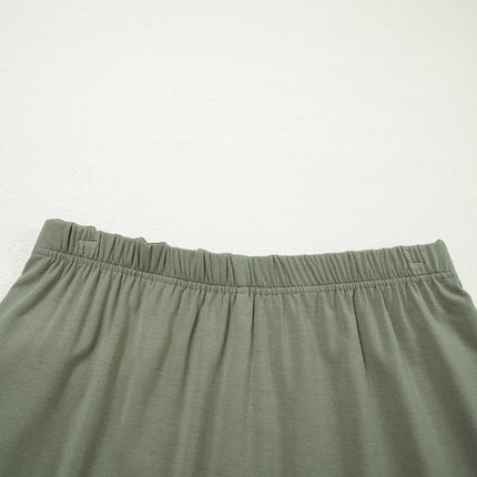 Laurel Green Solid Color Oversize Tee Tie Wrap Mini Skort 2pcs Set