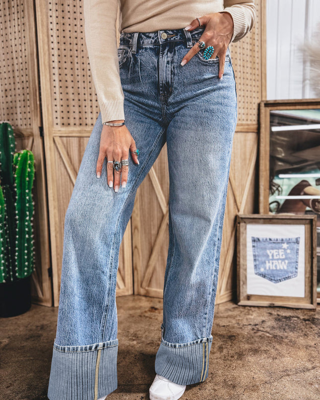 Ashleigh Blue Cuffed Straight Loose Jeans