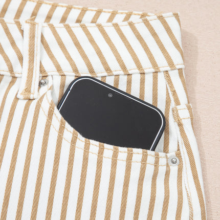 Khaki Stripe Casual Barrel Jeans