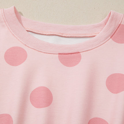 White Polka Dot Printed Long Sleeve Flared Mini Dress