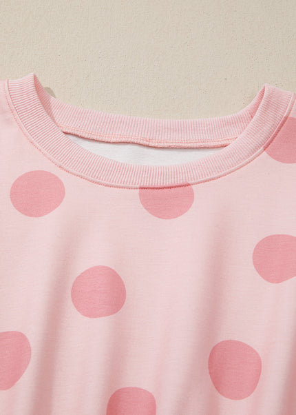 White Polka Dot Printed Long Sleeve Flared Mini Dress
