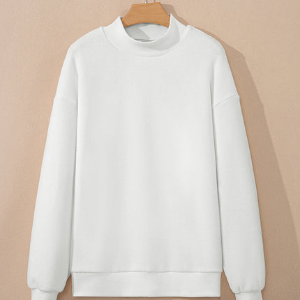 Bright Pink Oversize Drop Shoulder Reversible Mock Neck Sweatshirt