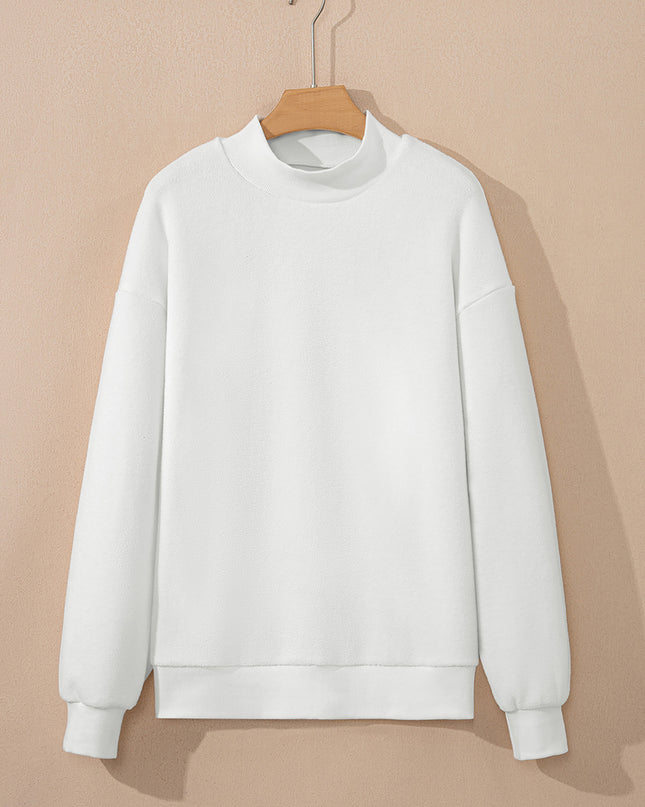 Bright Pink Oversize Drop Shoulder Reversible Mock Neck Sweatshirt