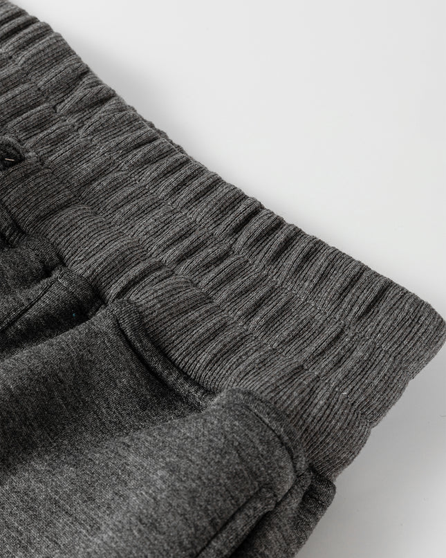 Medium Grey Collared V Neck Pullover Sweatshirt Sweatpants Set