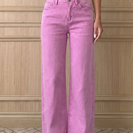 Mist 2-Button High Waist Flared Bottom Jeans