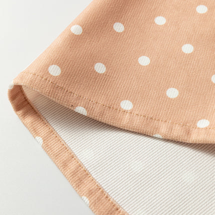 Khaki Polka Dot Print Drawstring Wide Leg Pants