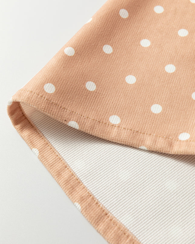 Khaki Polka Dot Print Drawstring Wide Leg Pants