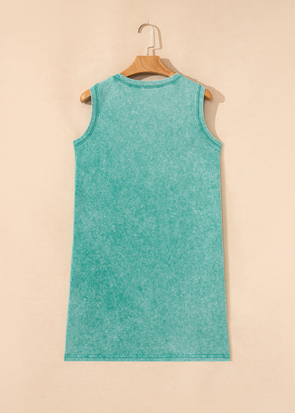 Sea Green Tank Mini Dress with Pockets