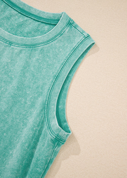 Sea Green Tank Mini Dress with Pockets