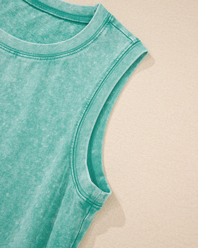 Sea Green Tank Mini Dress with Pockets