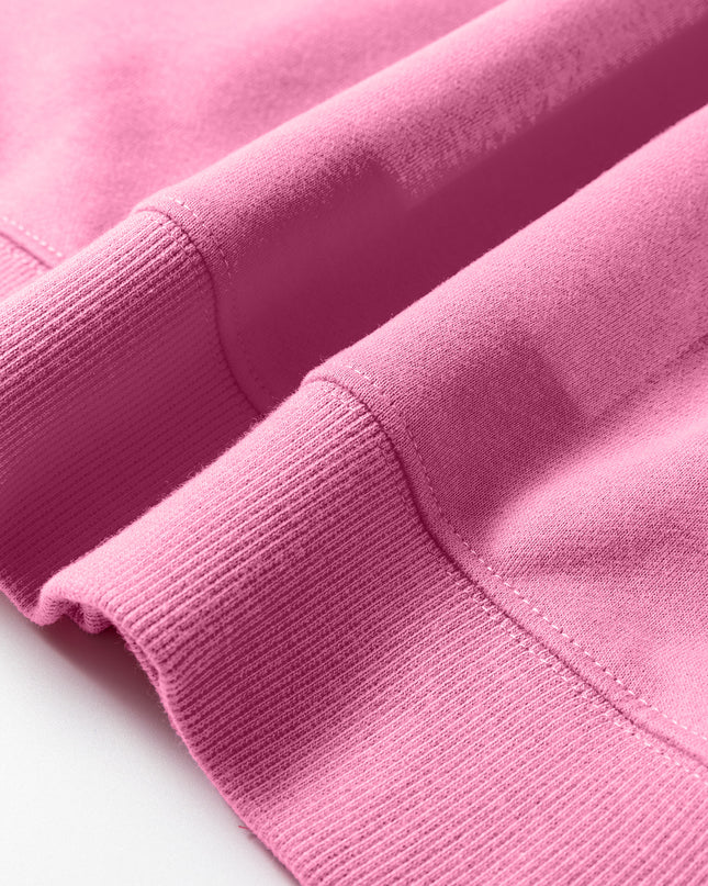 Bright Pink Oversize Blessed Embroidered Mock Neck Sweatshirt