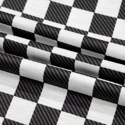 Black Checkerboard T Shirt and High Waist Skorts 2 Piece Outfit set