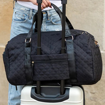 Waterproof White Rhombus Travel Duffel Bag