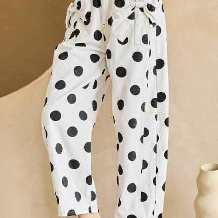 Sky Blue Polka Dot Bow Jeans