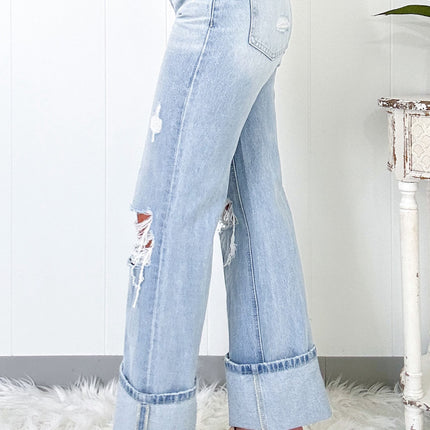 Beau Blue Light Wash Distressed Straight Jeans