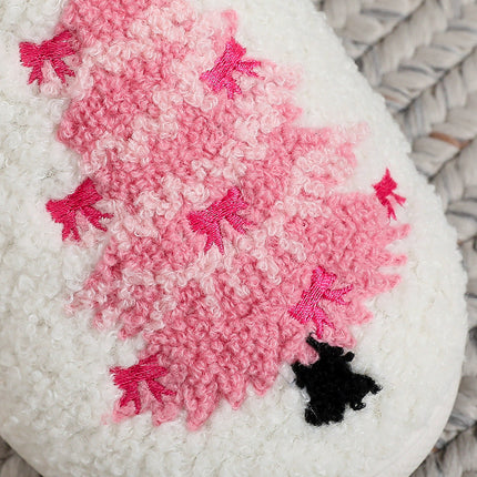White Plush Christmas Tree Color Contrasted Liner House Slippers