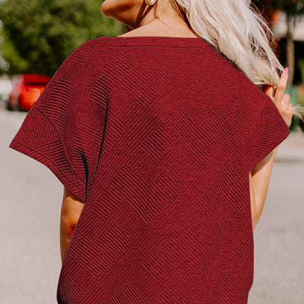 Black Textured Loose Fit T Shirt and Drawstring Pants Set