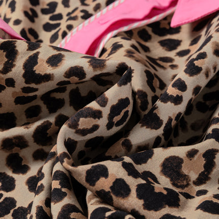 Brown Contrast Trim Leopard Top and Pant Set
