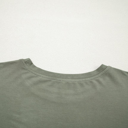 Laurel Green Solid Color Oversize Tee Tie Wrap Mini Skort 2pcs Set