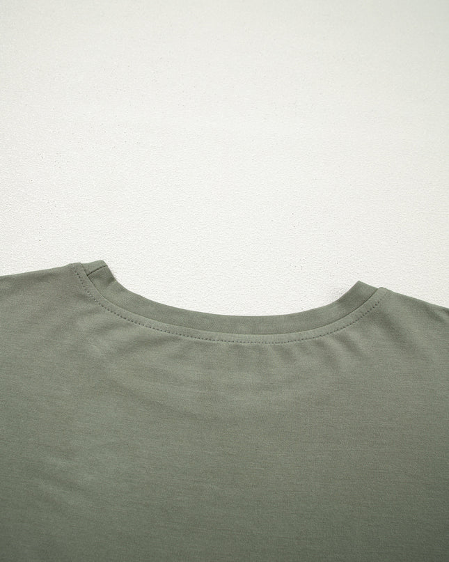 Laurel Green Solid Color Oversize Tee Tie Wrap Mini Skort 2pcs Set
