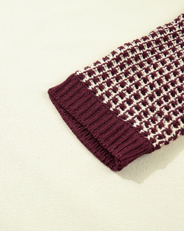 Red 3/4 Draped Sleeve Slouchy Sweater