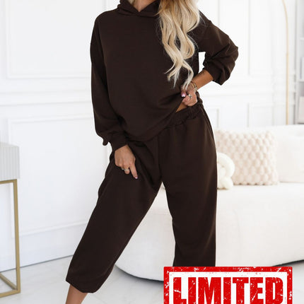 Chocolate Brown Hooded Tracksuit Set
