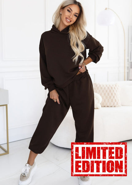 Chocolate Brown Hooded Tracksuit Set