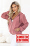 Dark Pink Zip-Up Hooded Sweatshirt with Decorative Zipper