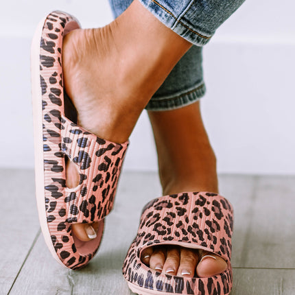 Black Print Thick Sole Slip On Slippers
