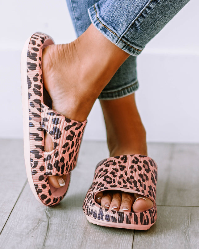 Black Print Thick Sole Slip On Slippers