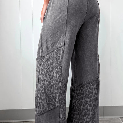 Coffee Leopard Patchwork Loose Pants