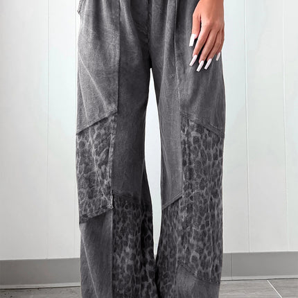 Coffee Leopard Patchwork Loose Pants
