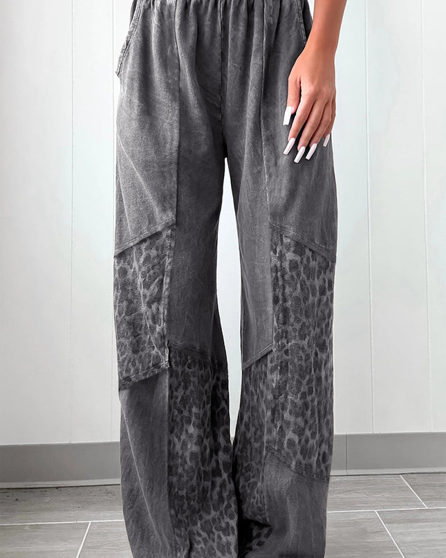 Coffee Leopard Patchwork Loose Pants