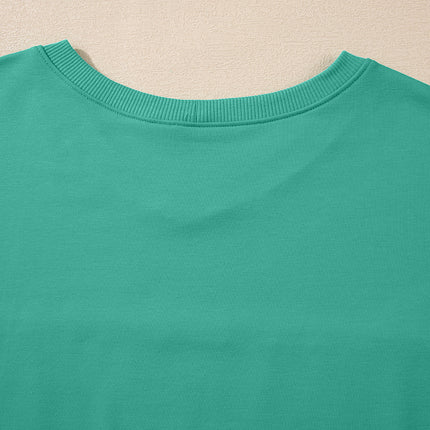 Meadow Mist Green Solid Loose V Neck Half Sleeve Tee and Shorts Set