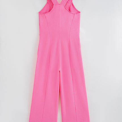 Bonbon Raw Seam Patchwork Wide Leg Loose Jumpsuit
