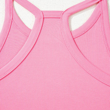 Sachet Pink Slim Ribbed Tank Top and Sweatpants Set