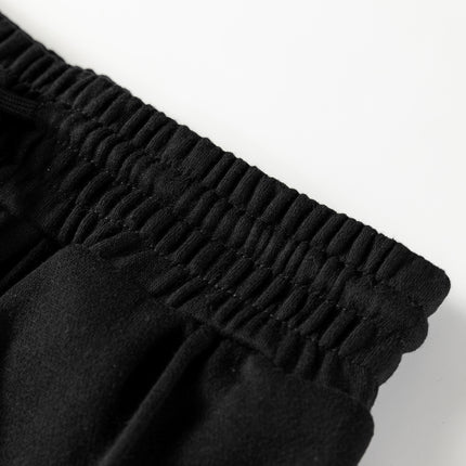 Black Seamed Drawstring High Waist Wide Leg Sweatpants