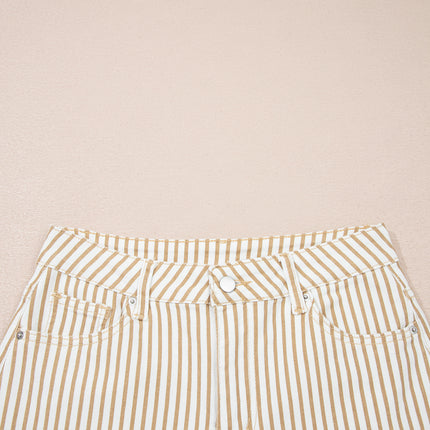 Khaki Stripe Casual Barrel Jeans