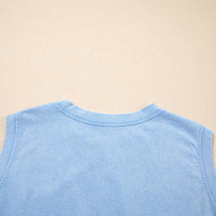 Myosotis 2 Pieces Cotton Tank Top Lined Split Skirt Set