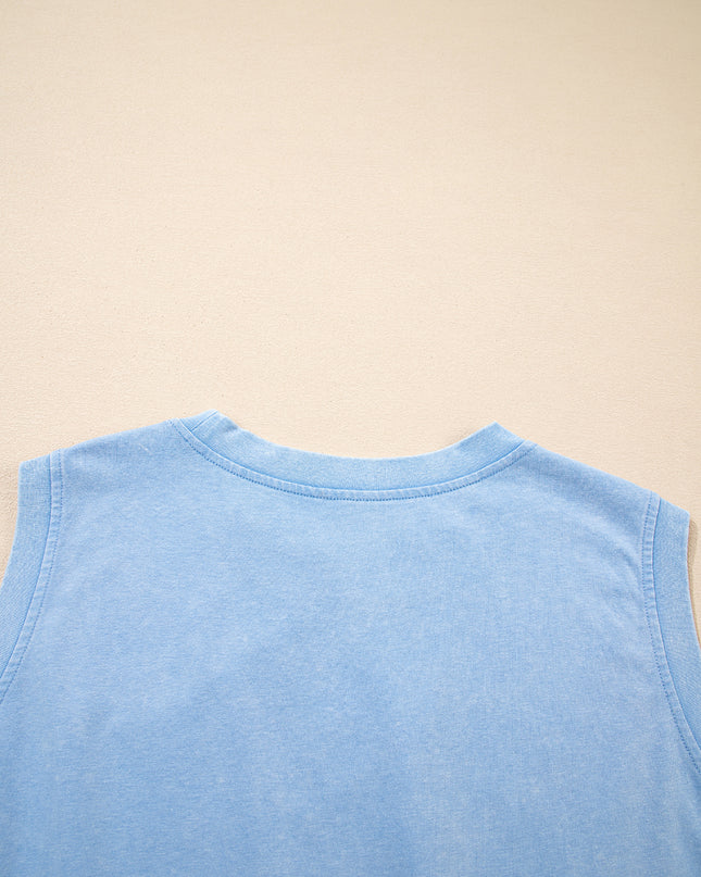 Myosotis 2 Pieces Cotton Tank Top Lined Split Skirt Set