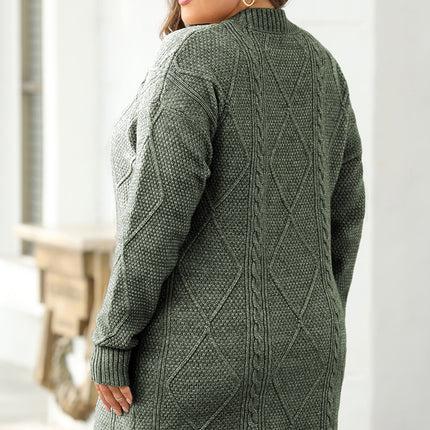 Parchment Cable Knit Drop Shoulder Loose Fit Sweater Dress