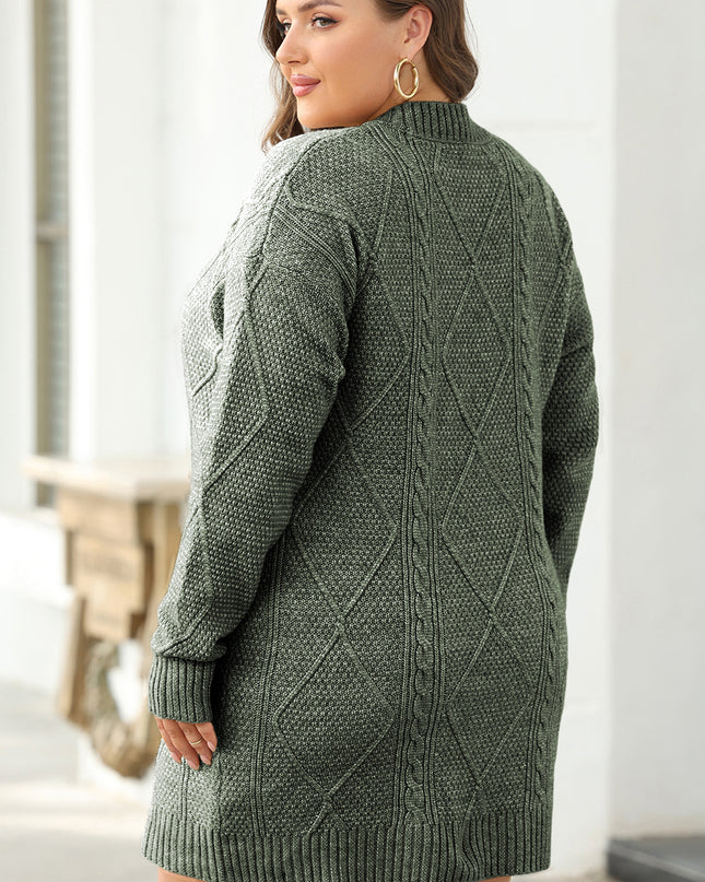 Parchment Cable Knit Drop Shoulder Loose Fit Sweater Dress