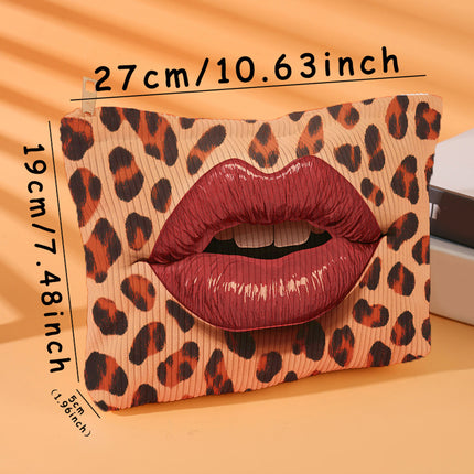 Leopard Lip Print Makeup Bag