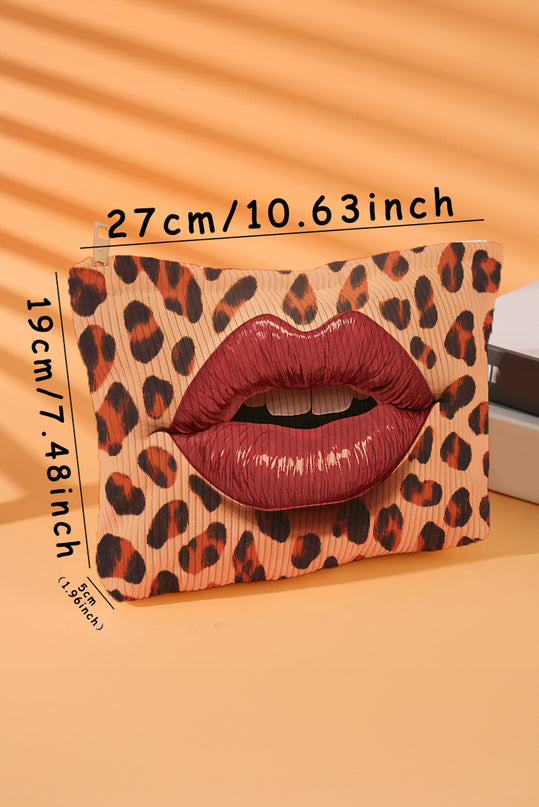 Leopard Lip Print Makeup Bag