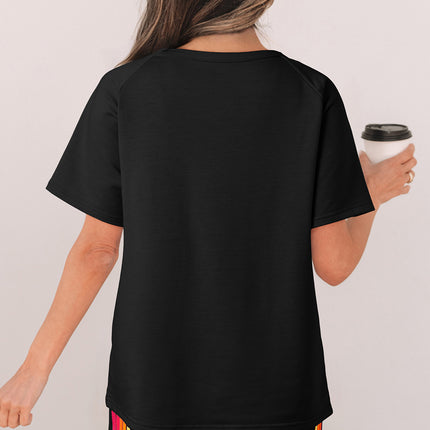 Bonbon Striped Patch Front Casual Tee